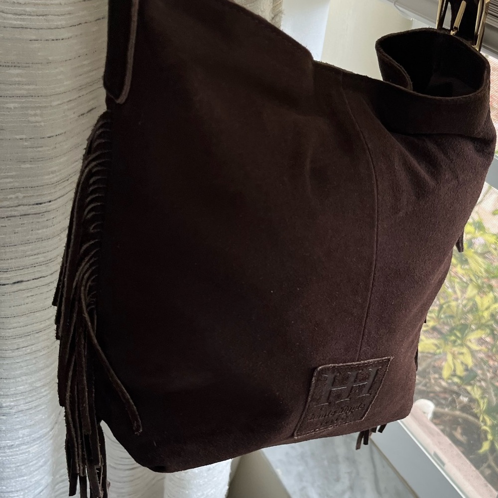 New suede fringe Bag in pristine condition rich brown❤️haute hippie